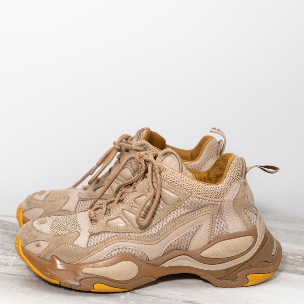 Sandro Paris  Astro 1 Suede Chunky Sneakers in Camel l Tan